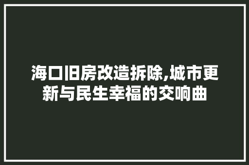 海口旧房改造拆除,城市更新与民生幸福的交响曲 庭院装修
