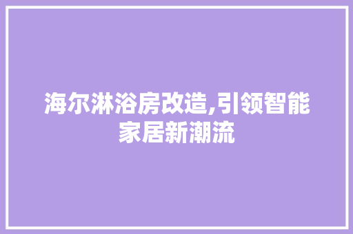 海尔淋浴房改造,引领智能家居新潮流