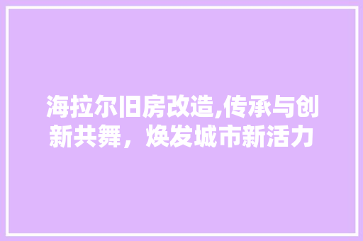 海拉尔旧房改造,传承与创新共舞，焕发城市新活力