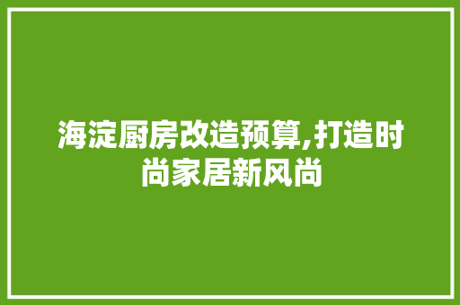 海淀厨房改造预算,打造时尚家居新风尚