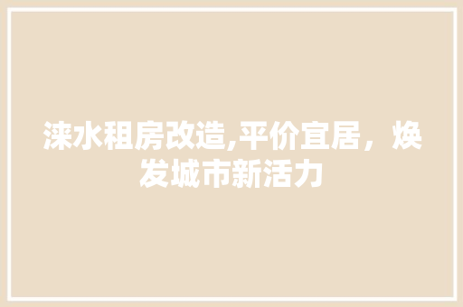 涞水租房改造,平价宜居，焕发城市新活力 地面装修