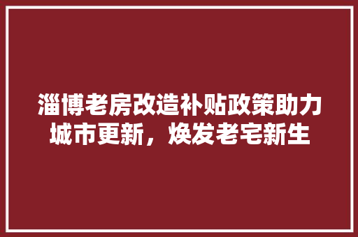 淄博老房改造补贴政策助力城市更新，焕发老宅新生