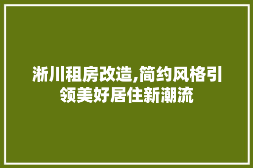 淅川租房改造,简约风格引领美好居住新潮流 装修攻略