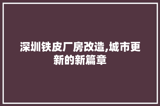 深圳铁皮厂房改造,城市更新的新篇章 景观设计