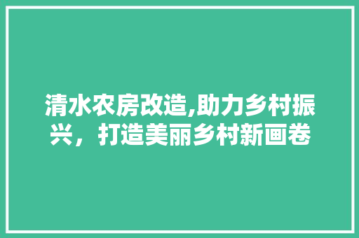 清水农房改造,助力乡村振兴，打造美丽乡村新画卷