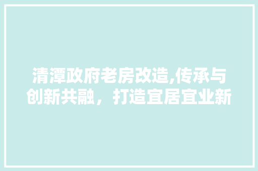 清潭政府老房改造,传承与创新共融，打造宜居宜业新家园 装修攻略