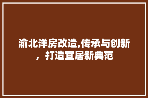 渝北洋房改造,传承与创新，打造宜居新典范 装修材料