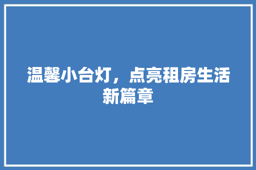 温馨小台灯,点亮租房生活新篇章 景观设计 温馨小台灯,点亮租房生活新篇章 景观设计