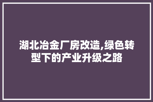 湖北冶金厂房改造,绿色转型下的产业升级之路 景观设计