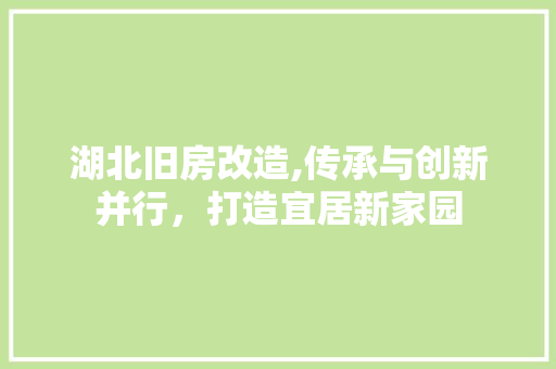 湖北旧房改造,传承与创新并行，打造宜居新家园 庭院装修
