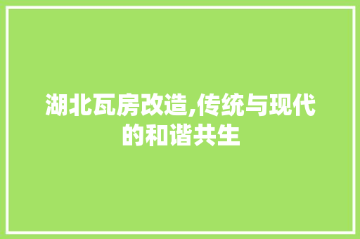 湖北瓦房改造,传统与现代的和谐共生