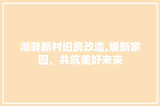 湖畔新村旧房改造,焕新家园，共筑美好未来 景观设计