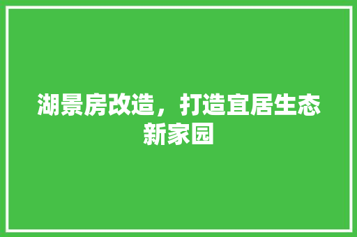 湖景房改造，打造宜居生态新家园