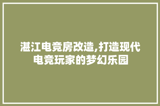 湛江电竞房改造,打造现代电竞玩家的梦幻乐园
