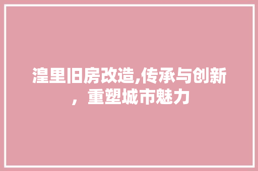 湟里旧房改造,传承与创新，重塑城市魅力