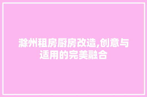 滁州租房厨房改造,创意与适用的完美融合