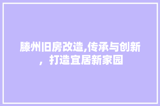滕州旧房改造,传承与创新，打造宜居新家园