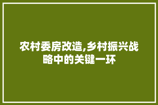 农村委房改造,乡村振兴战略中的关键一环