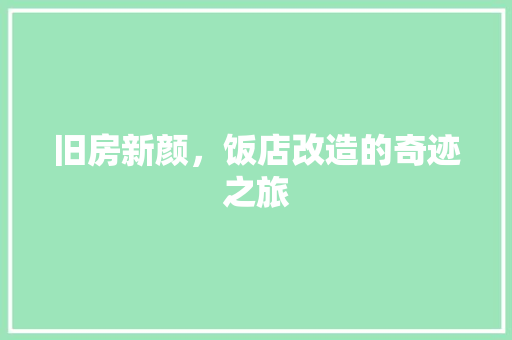 旧房新颜，饭店改造的奇迹之旅 地面装修