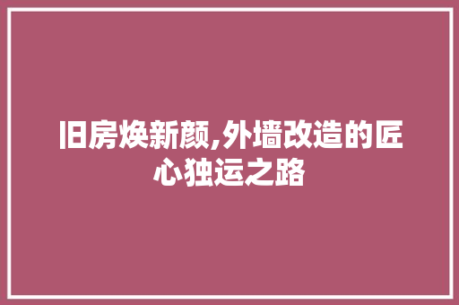 旧房焕新颜,外墙改造的匠心独运之路
