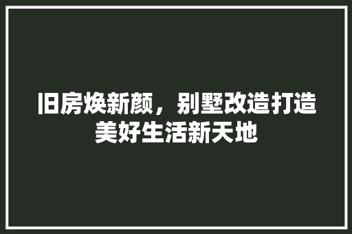 旧房焕新颜，别墅改造打造美好生活新天地