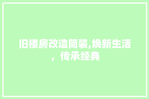 旧楼房改造简装,焕新生活，传承经典