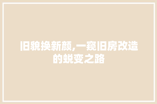 旧貌换新颜,一窥旧房改造的蜕变之路 装修材料