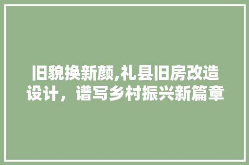 旧貌换新颜,礼县旧房改造设计，谱写乡村振兴新篇章 地面装修
