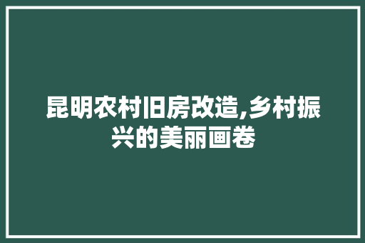 昆明农村旧房改造,乡村振兴的美丽画卷
