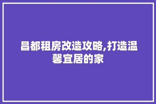 昌都租房改造攻略,打造温馨宜居的家