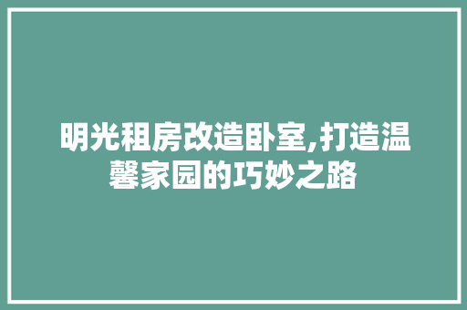明光租房改造卧室,打造温馨家园的巧妙之路 庭院装修 明光租房改造卧室,打造温馨家园的巧妙之路 庭院装修