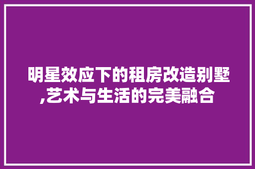 明星效应下的租房改造别墅,艺术与生活的完美融合 装修材料