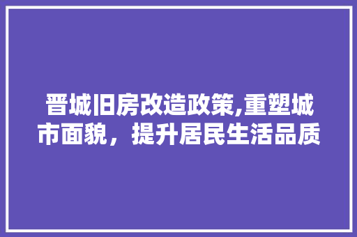 晋城旧房改造政策,重塑城市面貌，提升居民生活品质