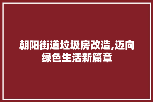 朝阳街道垃圾房改造,迈向绿色生活新篇章