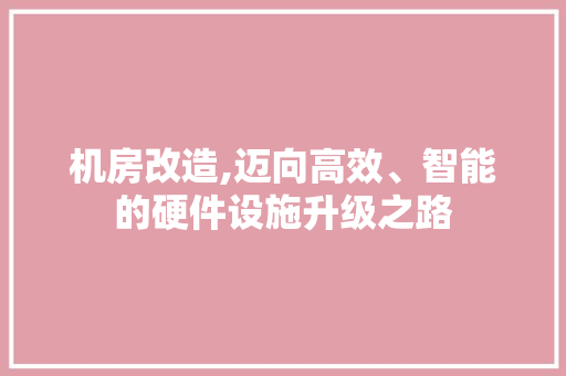 机房改造,迈向高效、智能的硬件设施升级之路