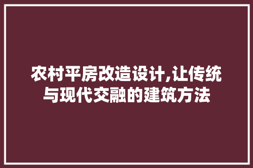 农村平房改造设计,让传统与现代交融的建筑方法 地面装修
