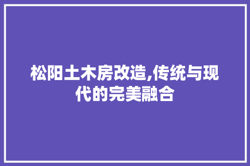 松阳土木房改造,传统与现代的完美融合