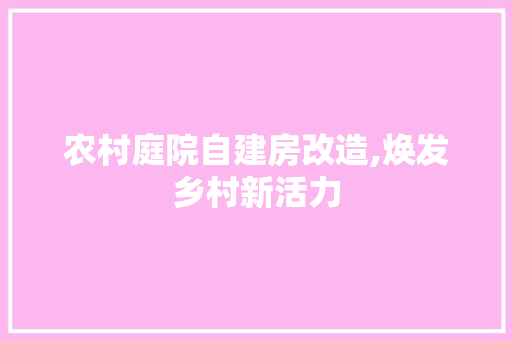 农村庭院自建房改造,焕发乡村新活力