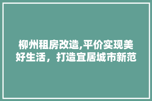 柳州租房改造,平价实现美好生活，打造宜居城市新范本 门窗装修