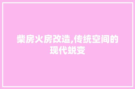 柴房火房改造,传统空间的现代蜕变
