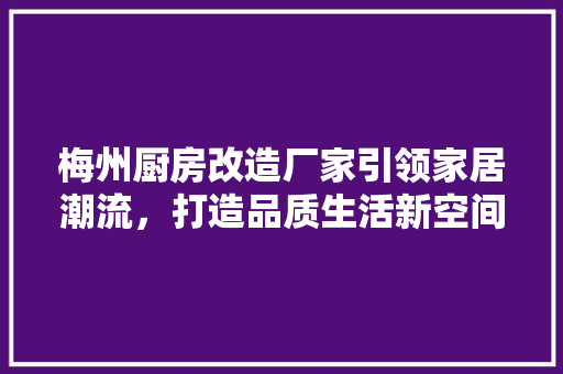 梅州厨房改造厂家引领家居潮流，打造品质生活新空间