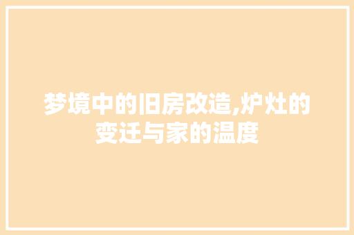 梦境中的旧房改造,炉灶的变迁与家的温度 建筑设计