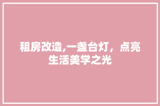 租房改造,一盏台灯，点亮生活美学之光 庭院装修