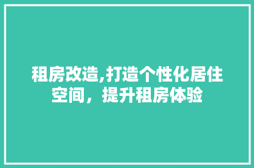 租房改造,打造个性化居住空间，提升租房体验 装修材料