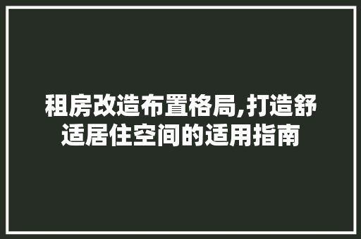 租房改造布置格局,打造舒适居住空间的适用指南 建筑设计