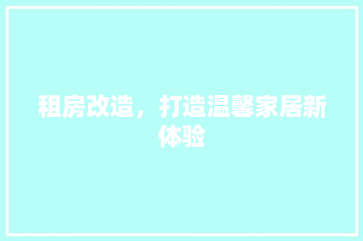 租房改造，打造温馨家居新体验 装修攻略