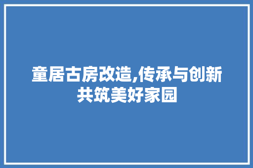 童居古房改造,传承与创新共筑美好家园
