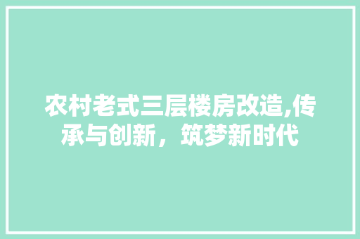 农村老式三层楼房改造,传承与创新，筑梦新时代