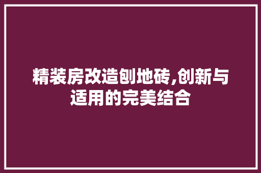 精装房改造刨地砖,创新与适用的完美结合