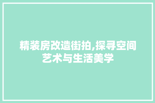 精装房改造街拍,探寻空间艺术与生活美学